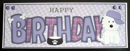 White Jazz the Dog with Cap Birthday Large Dl by Joyce Watson