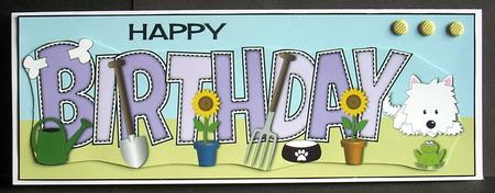White Jazz the Dog in the Garden Birthday Large Dl by Joyce Watson