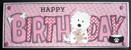 Jazz the Dog with Teddy Birthday Large Dl 2 by Joyce Watson