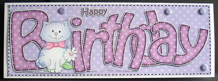 Large Dl Birthday Cat Card & 3D Decoupage by Joyce Watson