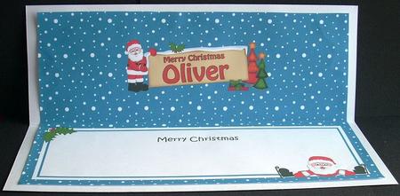 Xmas Oliver Santa Signpost Large Dl Insert by Joyce Watson