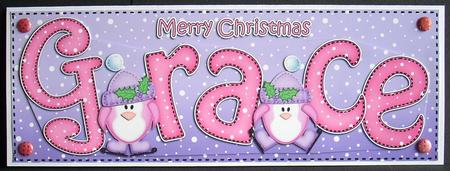 Merry Christmas Grace Penguins Large Dl & 3D Decoupage by Joyce Watson