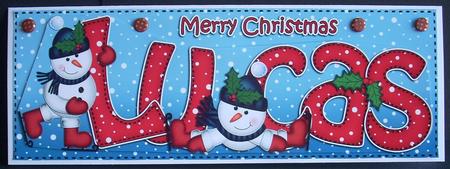Merry Christmas Lucas Snowmen Large Dl & 3D Decoupage by Joyce Watson