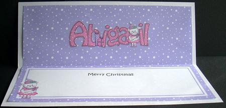 Merry Christmas Abigail Teddy Tess Matching Large Dl Insert by Joyce Watson