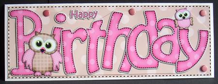 Large Dl Birthday Owls Quick Card N 3D Decoupage by Joyce Watson