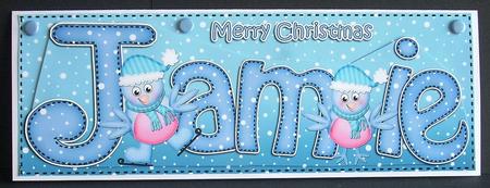 Merry Christmas Jamie Robins Large Dl & 3D Decoupage by Joyce Watson