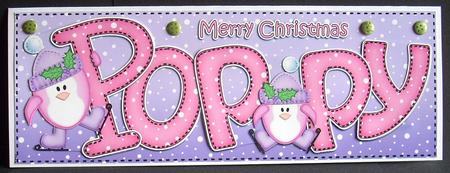 Xmas Large Dl Poppy Quick Card with Santa N 3D Decoupage by Joyce Watson