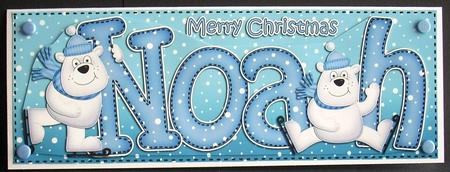 Merry Christmas Noah Polar Bears Large Dl & 3D Decoupage by Joyce Watson