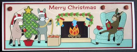 Donkeys Getting Ready for Christmas Large Dl by Joyce Watson