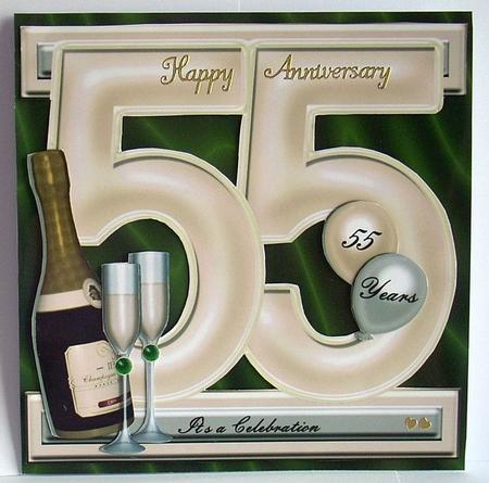 I Card Front Emerald Anniversary 55 Years by Joyce Watson