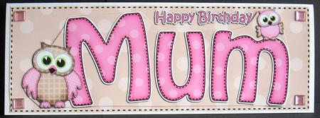 Large Dl Birthday Mum Owls Card & 3D Decoupage by Joyce Watson