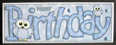 Large Dl Birthday Owls Card & 3D Decoupage by Joyce Watson