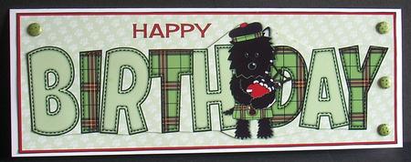 Bagpiper Jazz Dog Green Tartan Birthday Large Dl 4 by Joyce Watson