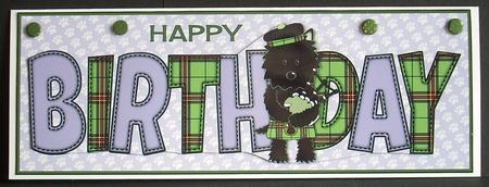 Bagpiper Jazz Dog Green Tartan Birthday Large Dl 3 by Joyce Watson