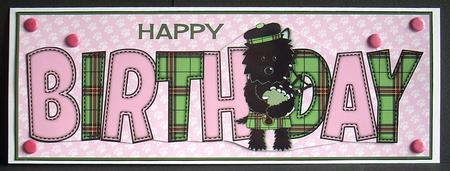 Bagpiper Jazz Dog Green Tartan Birthday Large Dl 2 by Joyce Watson