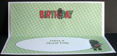 Bagpiper Jazz Dog Green Tartan Birthday Large Dl Insert by Joyce Watson