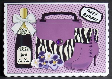 Handbag, Boots, Purple Flowers & Bubbly by Joyce Watson