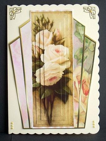 Art Deco Frame with Peach Roses Pyramids by Joyce Watson