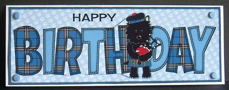 Bagpiper Jazz Dog Blue Tartan Birthday Large Dl by Joyce Watson