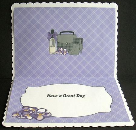 Plaid Handbag, Boots, Purple Flowers & Bubbly Insert by Joyce Watson
