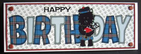 Bagpiper Jazz Dog Blue Tartan Birthday Large Dl 3 by Joyce Watson