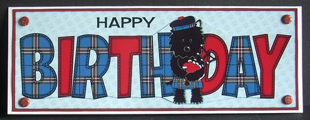 Bagpiper Jazz Dog Blue Tartan Birthday Large Dl 2 by Joyce Watson