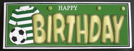 Green & White Hoops Football Top Birthday Large Dl by Joyce Watson