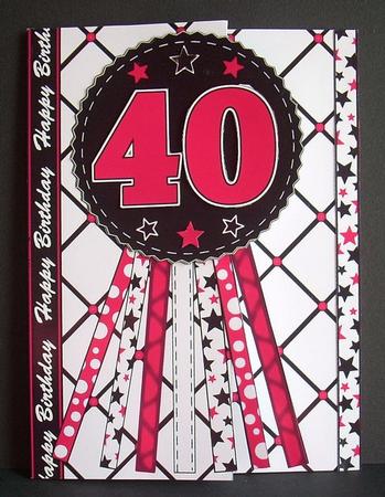 All Ages Birthday Rosette in Black and Hot Pink by Joyce Watson