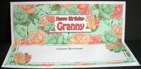 Birthday Granny Roses Matching Large Dl Insert by Joyce Watson