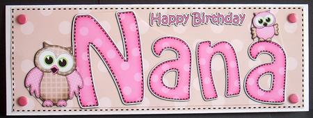 Large Dl Birthday Nana Owls Quick Card N 3D Decoupage by Joyce Watson
