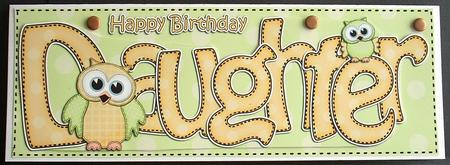 Large Dl Birthday Daughter Owls Card & 3D Decoupage by Joyce Watson