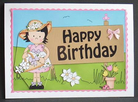 5x7 Girlz Suzi Birthday 3D Step by Step Decoupage by Joyce Watson