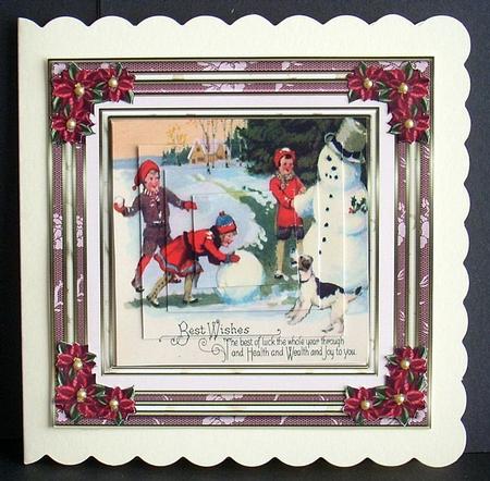 Playing in the Snow Vintage Christmas 8x8ins Mini Kit by Joyce Watson