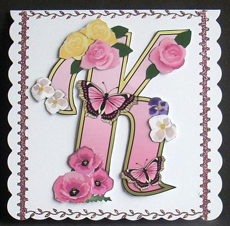 Beautiful Monograms: Pink Letter K Mini Kit by Joyce Watson