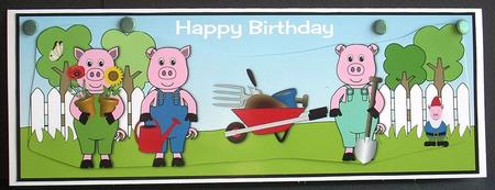 Gardening Piggies Large Dl by Joyce Watson