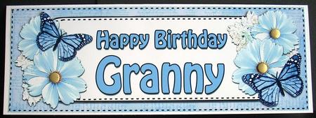 Large Dl Birthday Granny Floral Butterflies 3D Decoupage by Joyce Watson