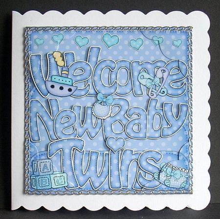 8 x 8 Baby Twins Scalloped Corner Topper by Joyce Watson
