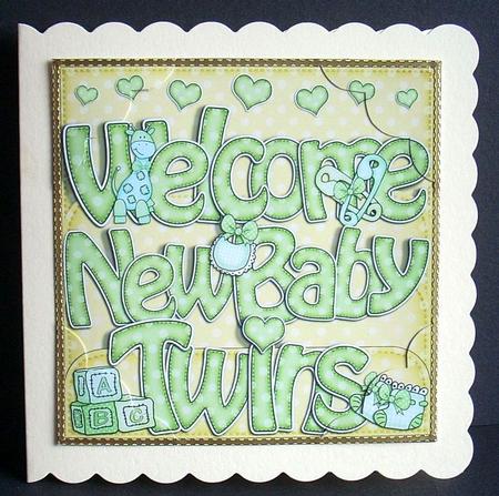 8 x 8 Baby Twins Scalloped Corner Topper by Joyce Watson