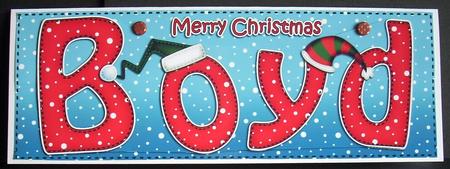 Merry Christmas Boyd Xmas Hats Large Dl & 3D Decoupage by Joyce Watson