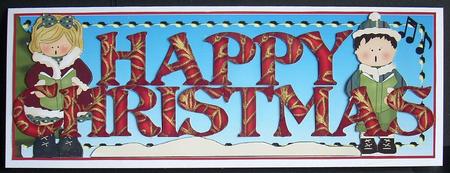 Large Dl Card - Happy Christmas Carol Singers 3 by Joyce Watson