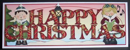 Large Dl Card - Happy Christmas Carol Singers 2 by Joyce Watson