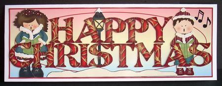 Large Dl Card - Happy Christmas Carol Singers 1 by Joyce Watson