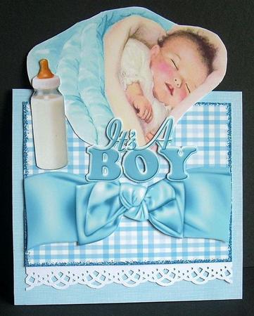 Sleeping Baby Boy with His Bottle, Over the Edge Crd by Joyce Watson