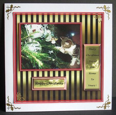 6 x 6 Daisy Kittens First Christmas Decoupage Card Topper by Joyce Watson