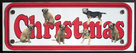 Border Terrier Christmas Name Sign by Joyce Watson