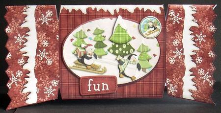 Penguin Fun Christmas Cracker Shaped Card + Decoupage by Joyce Watson