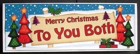 Xmas to You Both Trees Signpost Lge Dl Decoupage by Joyce Watson