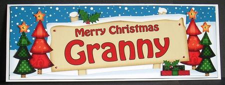 Xmas Granny Trees Signpost Lge Dl Easicut 3D Decoupage by Joyce Watson