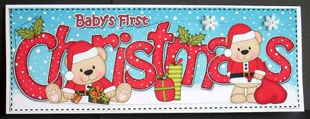 Large Dl Baby's 1st Christmas Livvy Bear 3D Decoupage by Joyce Watson