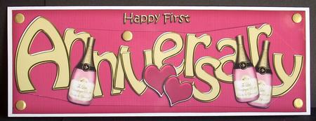 Large Dl First Anniversary Champagne 3D Decoupage by Joyce Watson
